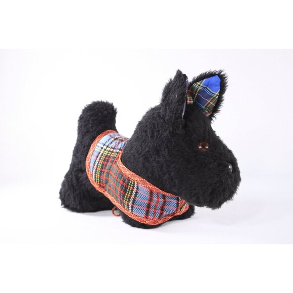 Vintage Black Scottie plush toy, Weston terrier handmade ca 1960s kids toy, - Picture 3 of 9